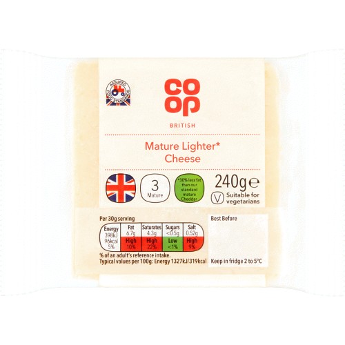 Co Op British Mature Lighter Cheese 240g Compare Prices Where To