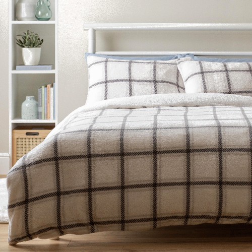 Sainsbury s Home Grid Checked Fleece Bedset Compare Prices