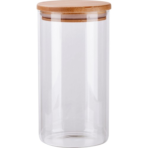 Habitat Round Glass Jar With Bamboo Lid Tall 1L