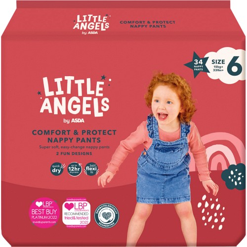 ASDA Little Angels Comfort & Protect Size 8 18kg+ 28 Nappy Pants - ASDA  Groceries