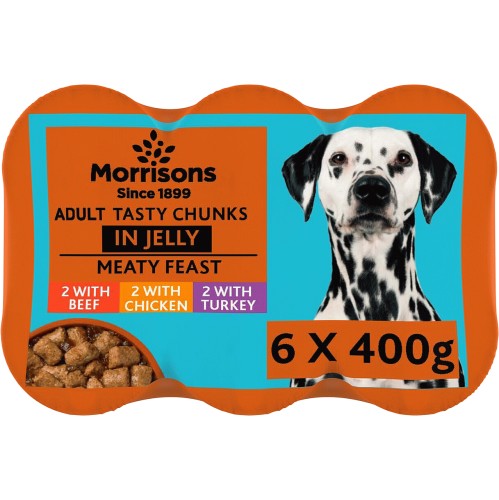 Morrisons Dog Food Meat Chunks In Jelly 6 x 400g Compare Prices Where To Buy Trolley