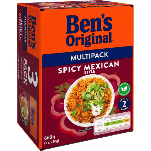 Ben's Original Mexican Style Microwave Rice 250G - Tesco Groceries