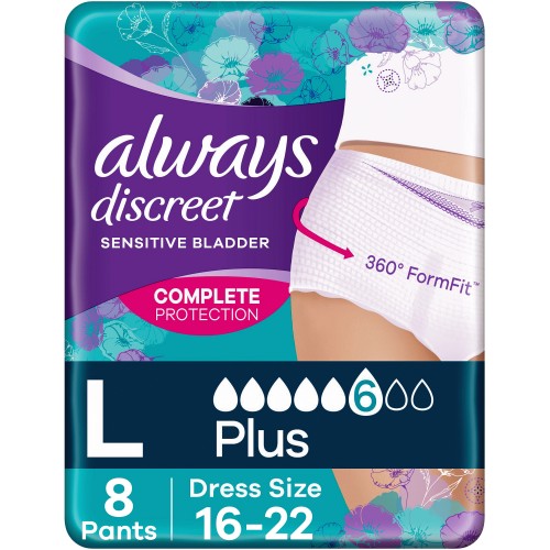 Always Discreet Boutique Incontinence Pants Large 8 pack - Tesco Groceries