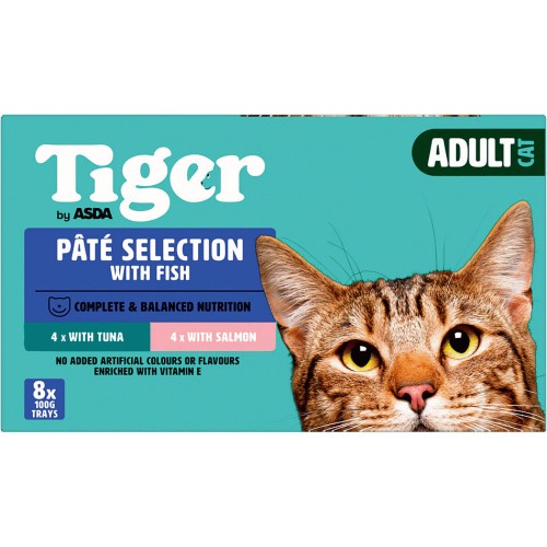 Tiger by ASDA Adult Cat Food Jelly Selection Meaty Fish Pouches 40x100 40 x 100g Compare Prices Where To Buy Trolley