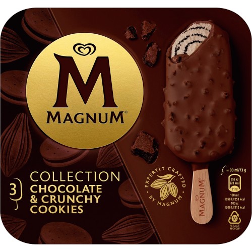 Magnum Chocolate Crunchy Cookies Ice Cream Lollies (3 x 90ml) - Compare ...
