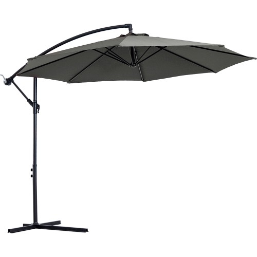 Outsunny Grey Crank and Tilt Cantilever Banana Parasol with Cross Base ...