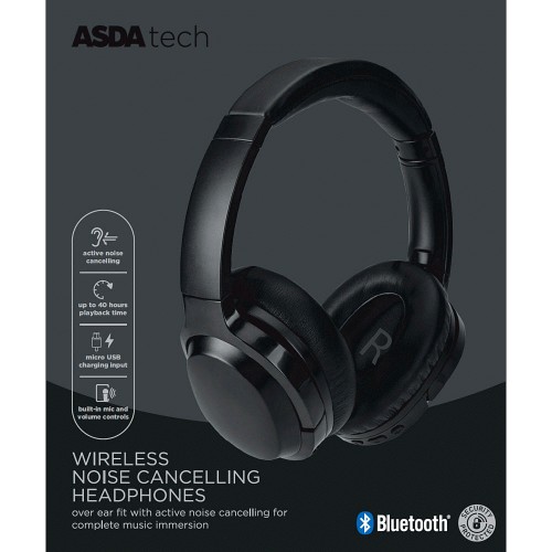 ASDA Tech Bluetooth Noise Cancelling Headphones Black Compare Prices