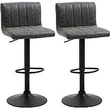 Homcom Barstools Set Of Adjustable Height Bar Chairs With Footrest