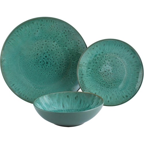 George Home Green Reactive Glaze Dinner Set 12pce - Compare Prices ...