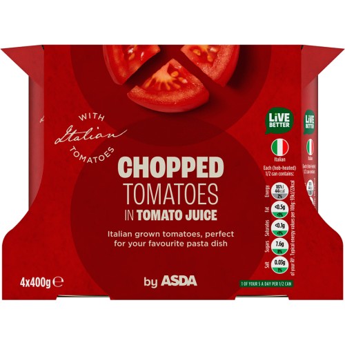 Napolina Chopped Tomatoes in Rich Tomato Juice (4 x 400g