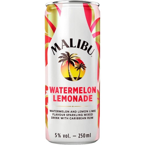 Malibu Watermelon Rum & Lemonade PreMixed Can (250ml) Compare Prices