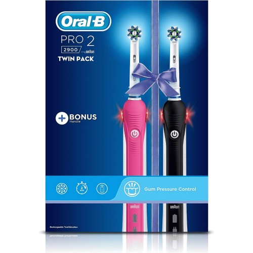 Oral-B Pro 2 2900 Duo Toothbrush Pack - Pink & Black