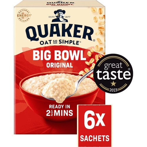 Quaker Oat So Simple Big Bowl Original Porridge Sachets (6 x 38.5g