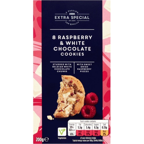 Asda Extra Special Raspberry And White Chocolate Cookies 200g Compare Prices And Where To Buy 4044