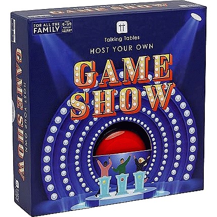 Talking Tables Host Your Own Gameshow Quiz Game with Buzzer  Interactive and Fast Paced Fun for Friends and Family to Play at Christmas,  New Year or Any Party Ideal Xmas Gift.