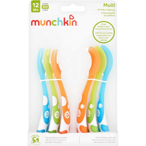 Munchkin Multi Forks & Spoons, 12 M+, 6 count