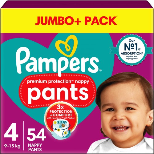 Pampers Baby-Dry Nappy Pants Size 4, 72 Nappies, 9kg - 15kg