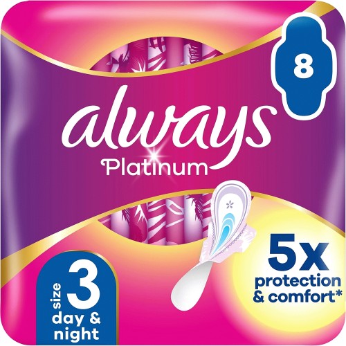 Always Sanitary Towels Secure Night (Size 5) Wings 8 Pads - ASDA Groceries