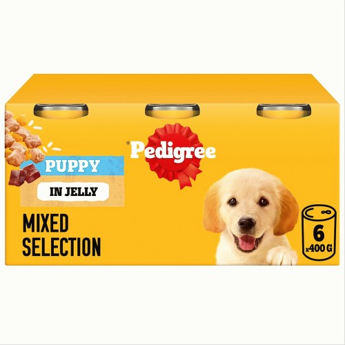 Pedigree Puppy Wet Dog Food Tins Mixed in Jelly 6x6x400g 6 x 400g Compare Prices Where To Buy Trolley