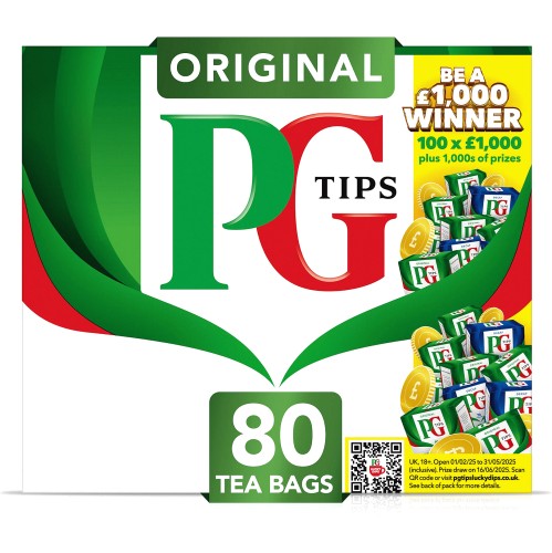 PG Tips Black Tea, Pyramid Tea Bags, 80 Ct 