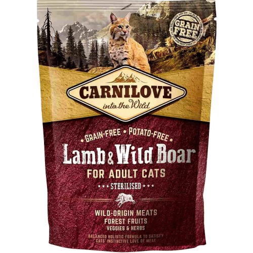 Carnilove Grain Free Adult Lamb Wild Boar Sterilised Dry Cat Food 400g Compare Prices Where To Buy Trolley