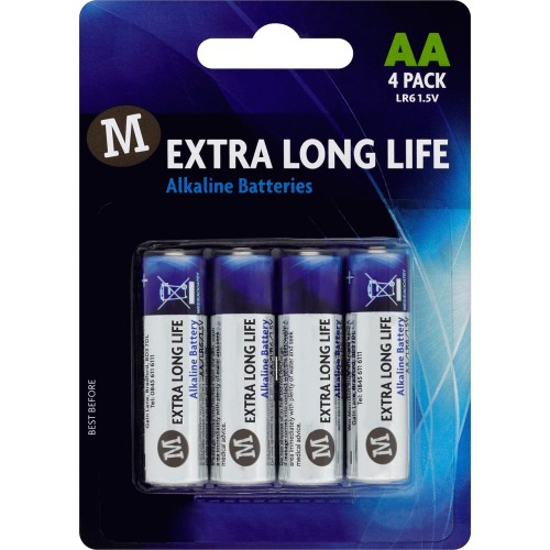 Tesco Extra Long Life Aaa 4 Pack