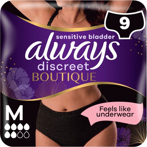 Always Discreet Boutique Underwear Incontinence Pants Plus Medium Black (9)  - Compare Prices & Where To Buy 