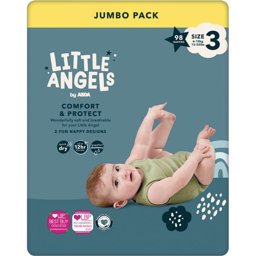 LITTLE ANGELS by ASDA Size 6 Comfort & Protect Jumbo Pack 54 Nappies (54) -  Compare Prices & Where To Buy 