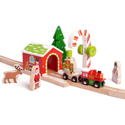 Bigjig Toys Christmas Candy Crane Wooden Train Set Accessory Compare Prices Where To Buy Trolley