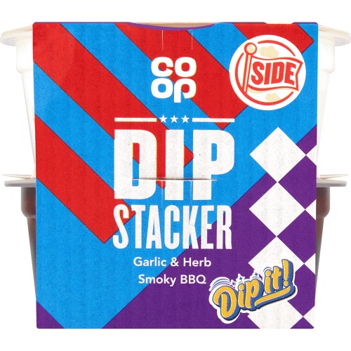 Coop Dip Stacker Garlic & Herb Smoky BBQ (2 x 50g, 100g) Compare