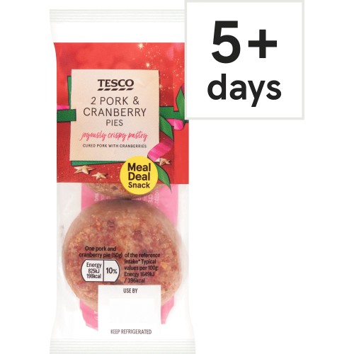 Tesco Mini Pork & Cranberry Pork Pies (2 x 50g) Compare Prices