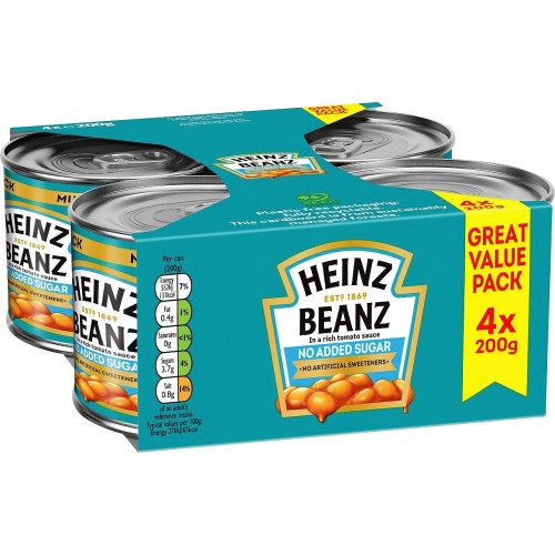 Heinz Baked Beans in Tomato Sauce No Added Sugar (4) - Compare Prices ...