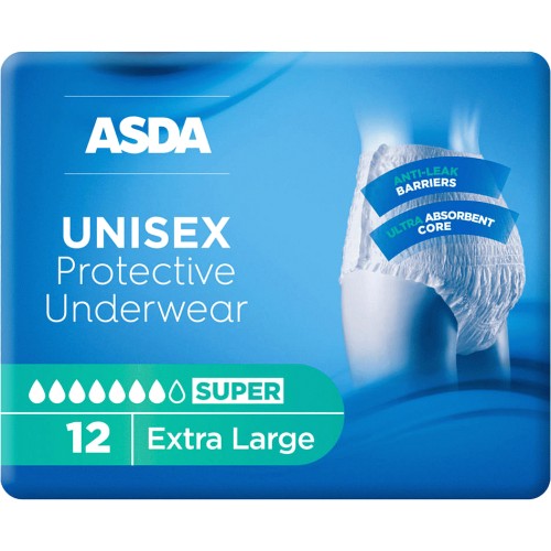 ASDA UNISEX Super Absorbent Underwear Incontinence Pants EXTRA