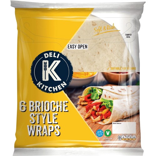 Deli Kitchen 6 Brioche Style Tortilla Wraps 6 x 366g Compare