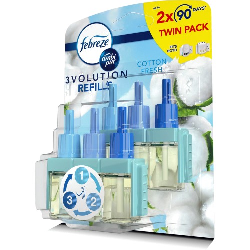 Febreze 3Volution Air Freshener Plug in Refills Twin Pack Cotton