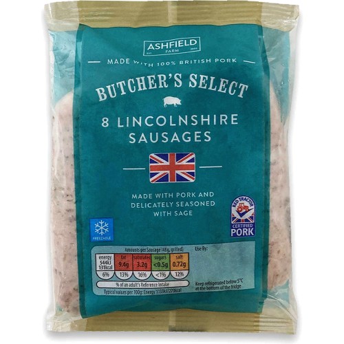 Ashfield Farm Butchers Select Lincolnshire Sausages 8 X 454g