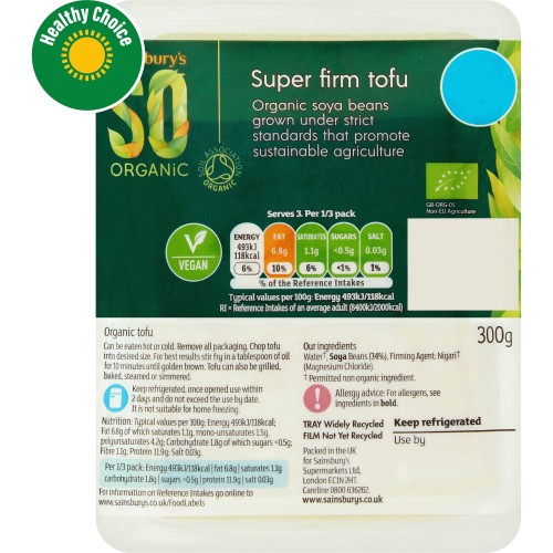 Sainsbury's SO Organic Super Firm Tofu 300g