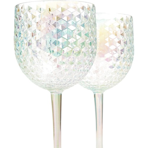 Lustre Textured Rainbow Picnic Wine Glasses