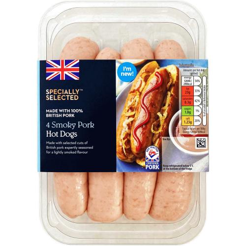 Specially Selected 4 Smoky Pork Hot Dogs (400g) - Compare Prices ...