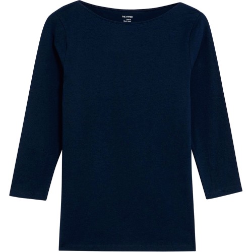 Cotton Rich Slim Fit 3/4 Sleeve T-Shirt, M&S Collection