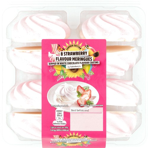 Sainsbury's Summer Edition 8 Strawberry Flavour Meringues - Compare ...