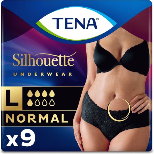 TENA Silhouette - Women's High Waist Incontinence Underwear in Black