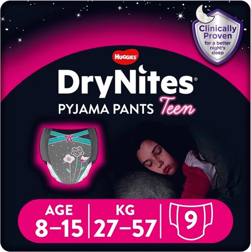 Pampers Ninjamas Pyjama Pants Girls, 9 Pyjama Pants, 8-12 Years, 27-43kg