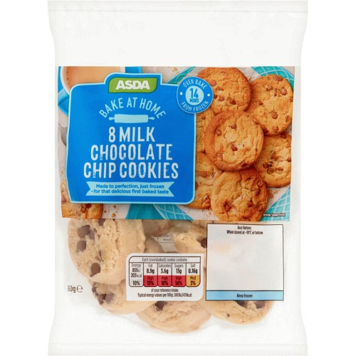 ASDA Bake at Home 8 Milk Chocolate Chip Cookies (360g) Compare Prices