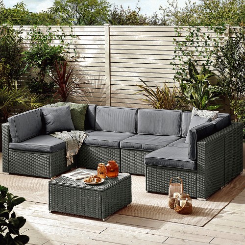 Furniturebox Windermere 6 Seater Grey Rattan Sofa Lounge Set Compare Prices Where To Buy Trolley