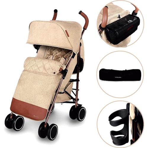 Ickle Bubba Discovery Prime pushchair rose gold colour and cream