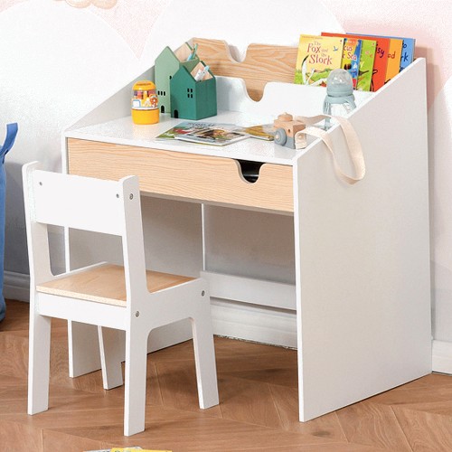 Childrens white desk and chair set best sale