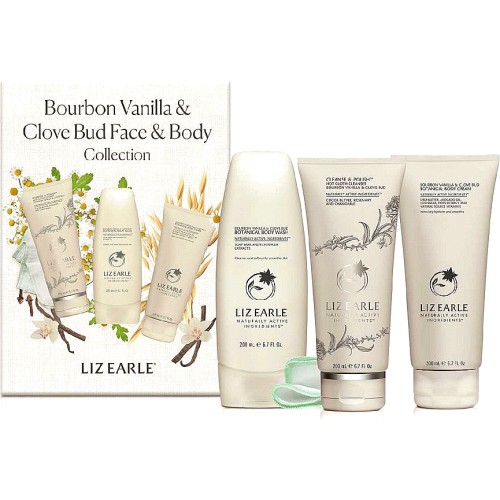 Liz Earle Bourbon Vanilla And Clove Bud Face And Body Collection 3 Full Size Products Compare