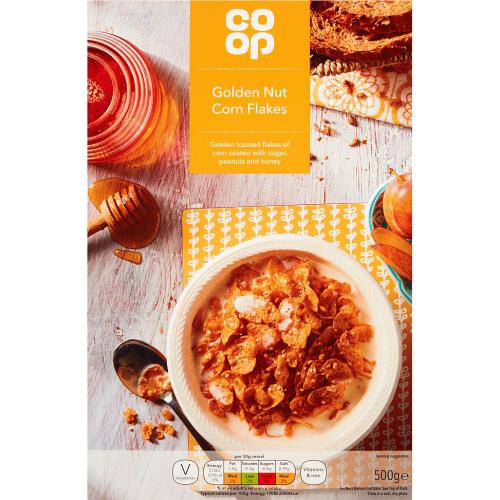 Tesco Honey Nut Corn Flakes Cereal 500G 