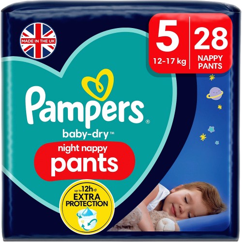 Pampers Baby-Dry Nappy Pants Size 5, 33 Nappies, 12kg - 17kg Essential Pack